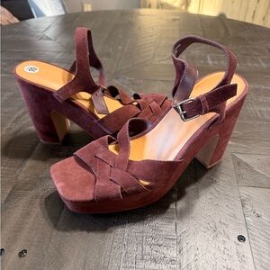 Splendid Piper Burgundy Suede Platform Sandals W10